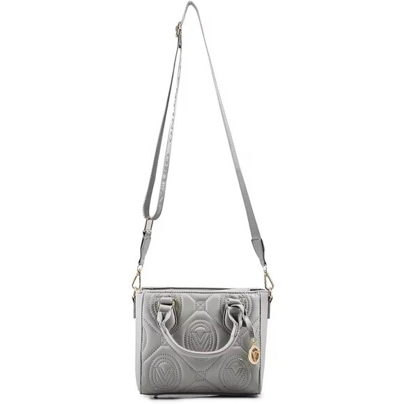 Valentino Orlandi ✦ Gray Quilted Vegan Leather Handbag Removable Shoulder Strap - Picture 2 of 8